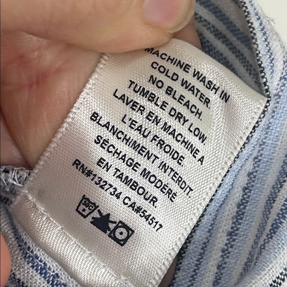 NWOT CLOTH & STONE Linen Blend Raw Hem Cropped Pants Blue Stripe Size Small - Picture 10 of 15